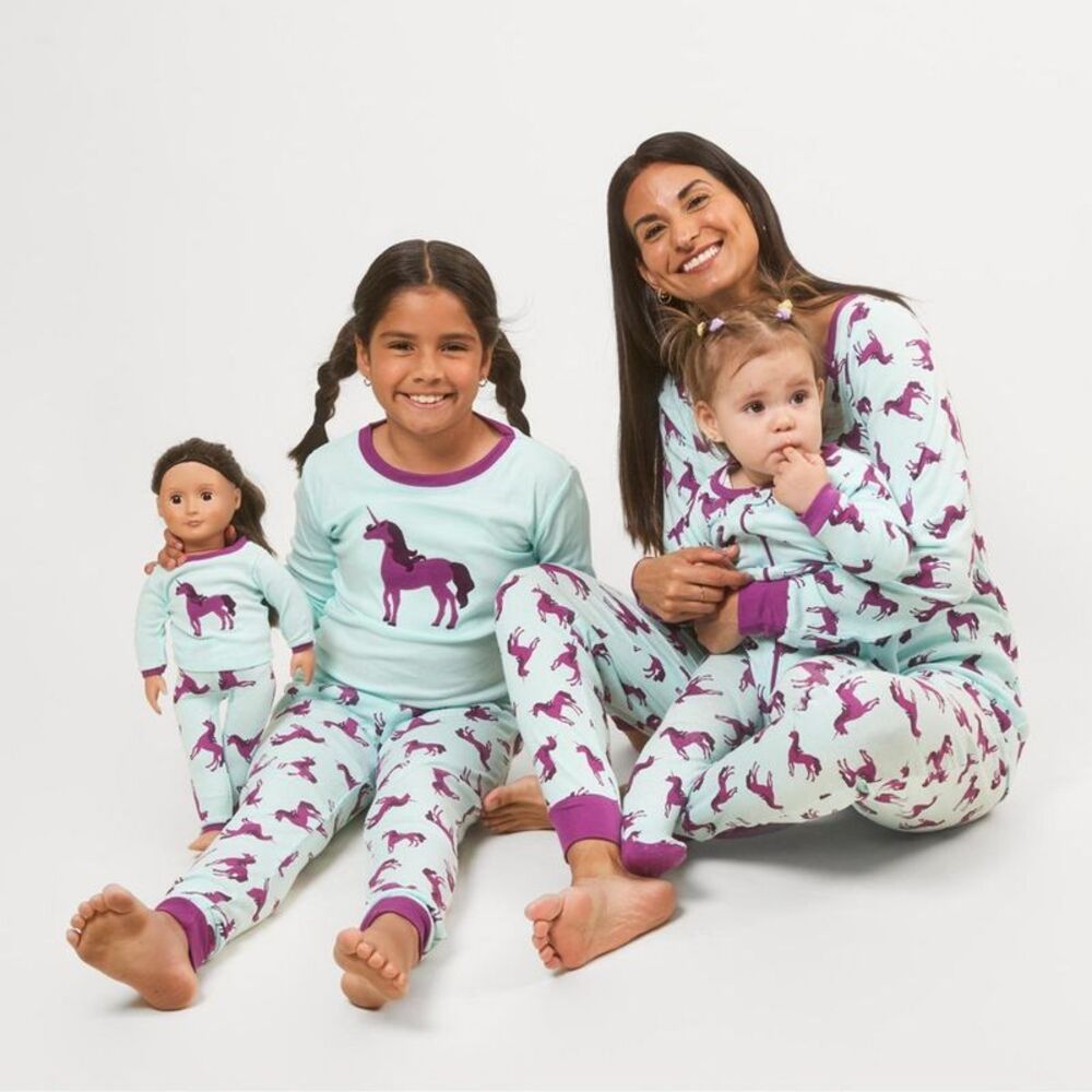 LEVERET -  Womens Two Piece Cotton Pajamas Unicorn S Unicorn